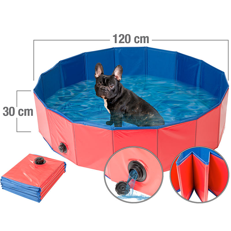 Faltbarer XL-Hundepool mit rutschfestem Boden, Ablassventil, 120x30 cm