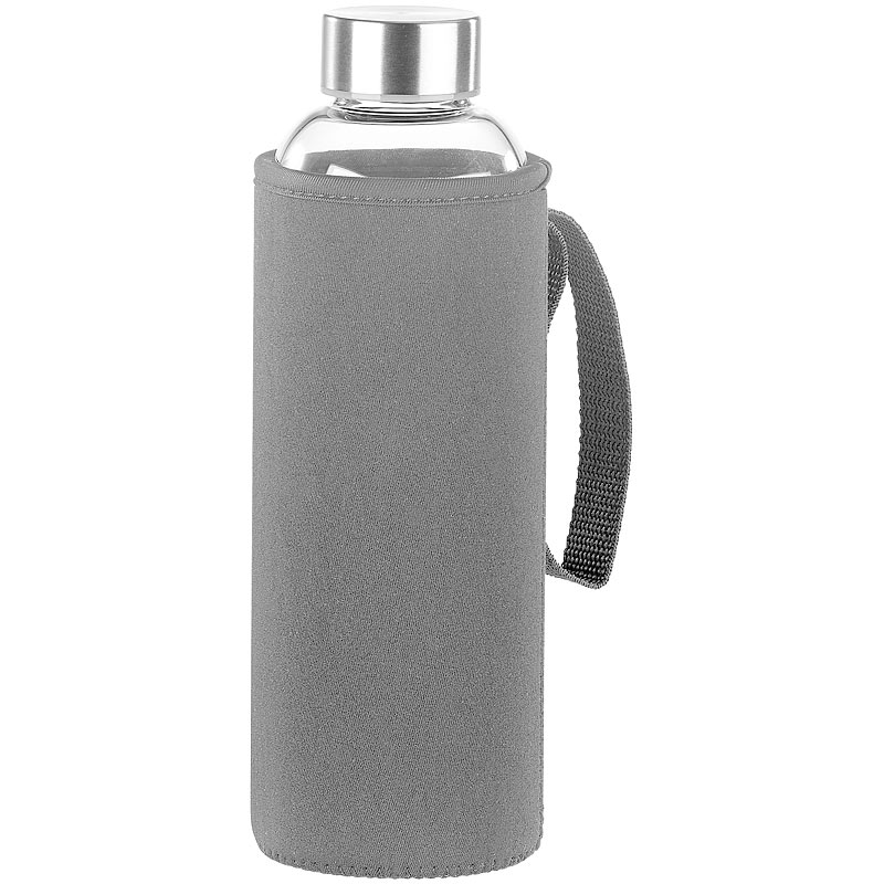 Trinkflasche aus Borosilikat-Glas mit Neopren-Hülle, 750 ml, BPA-frei