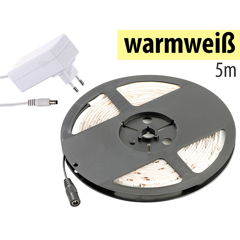 LED-Streifen LE-500MN, 5 m, warmweiß, Innenbereich & Netzteil