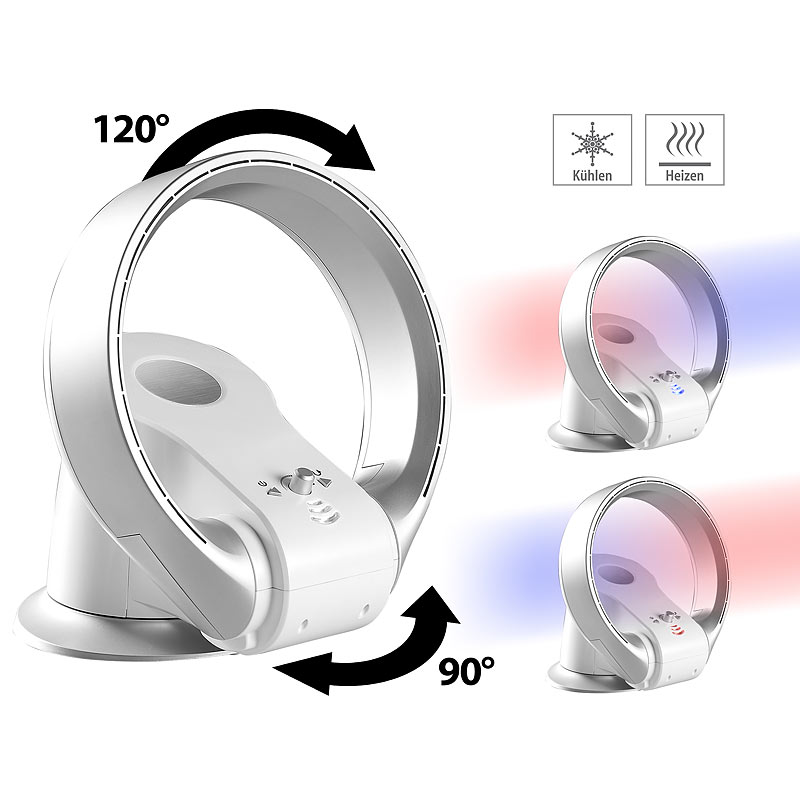 Rotorloser 360°-Tischventilator & Heizlüfter, Oszillation, bis 1.100 W
