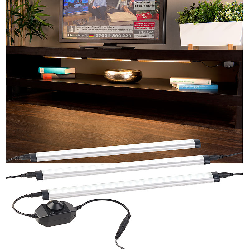 3er-Komplett-Set dimmbare LED-Unterbauleuchte, 720 Lumen, 9 Watt