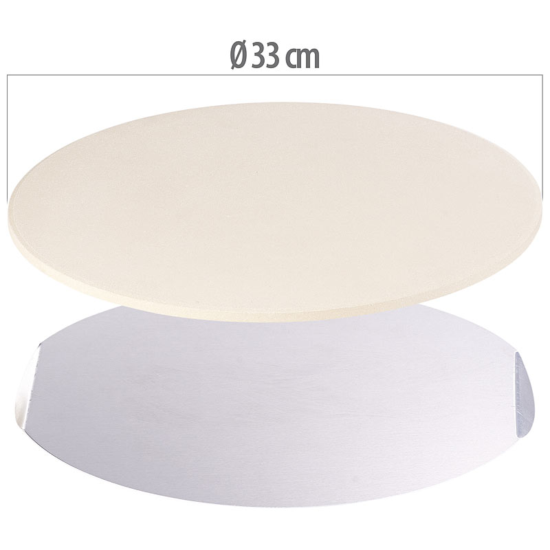 Cucina di Modena Runder Pizzastein mit Aluminium-Servierblech, Ø 33 cm