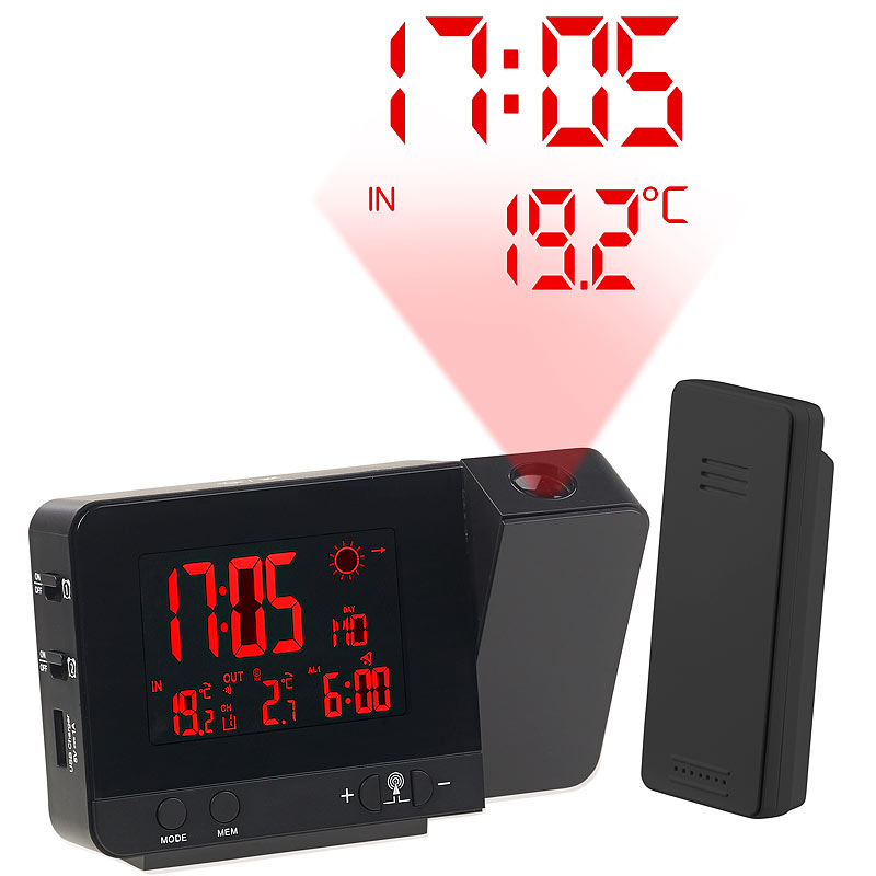 PEARL Außenthermometer: Digitales Innen- und Außen-Thermometer mit Uhrzeit  und LCD-Display (Thermometer mit Außenfühler Kabel, Temperaturanzeiger innen  und außen, Kühlschrankthermometer) : : Garten