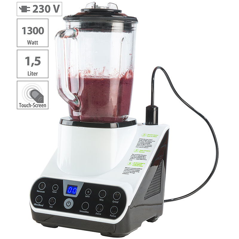 Standmixer mit Vakuumier-Funktion & LED-Touch-Display, 1,5 l, 1.300 W