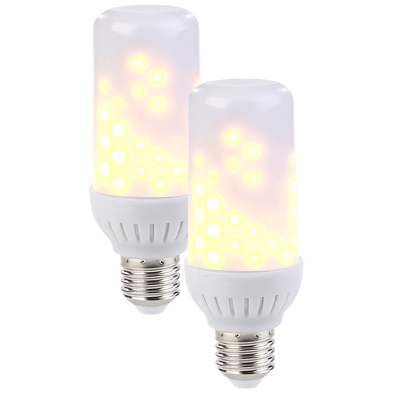 2er-Set LED-Flammen-Lampen mit realistischem Flackern, E27, 96 LEDs