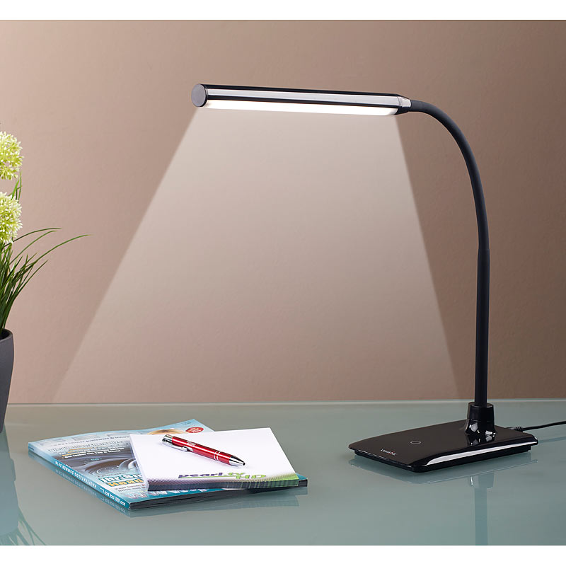 Dimmbare LED-Schreibtischlampe 6 W mit Schwanenhals, schwarz