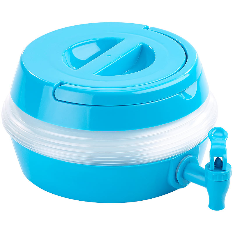 Auslaufhahn Ständer PEARL Faltbares Fässchen blau//transparent 3,5 Liter