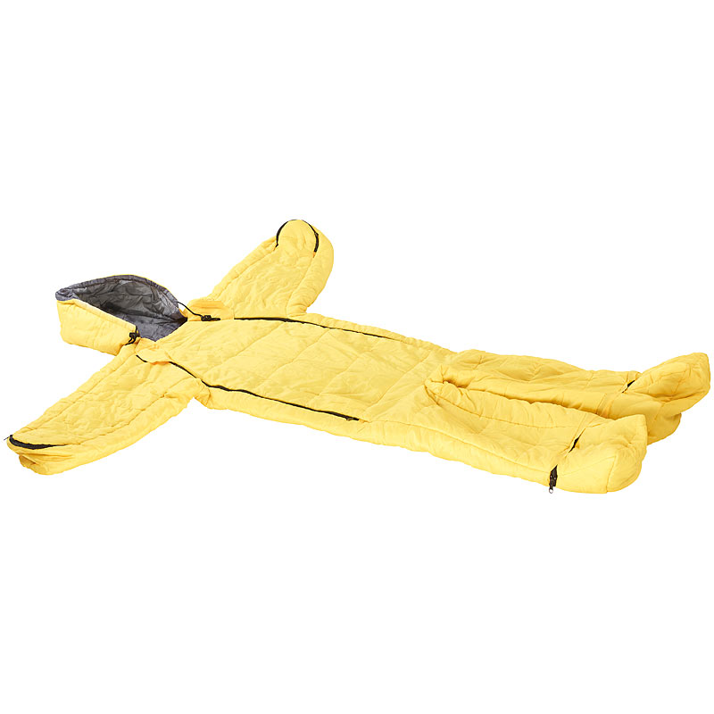 Kinderschlafsack mit Armen und Beinen, Größe S, 150 cm, gelb
