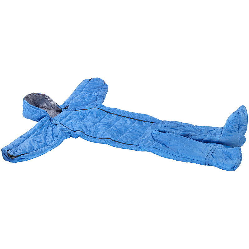 Schlafsack für Erwachsene mit Armen & Beinen, Größe XL, 205 cm, blau