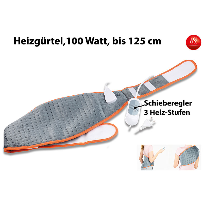 Elektrischer Heizgürtel für Rücken und Bauch, 100 Watt, bis 125 cm