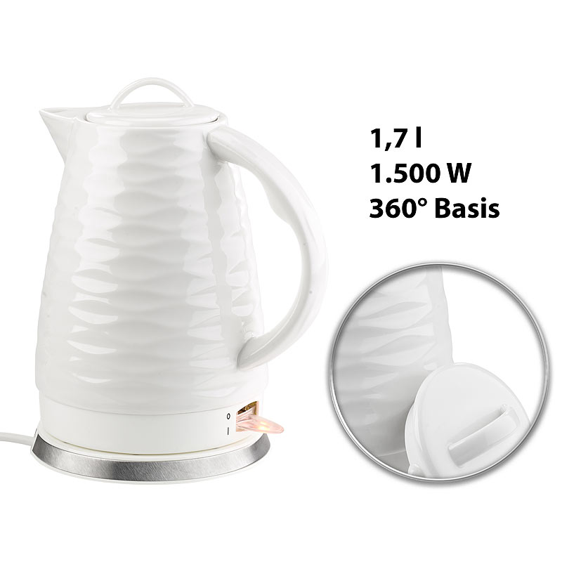 Porzellan-Wasserkocher WSK-270.rtr,  1,7 Liter, 1.500 Watt