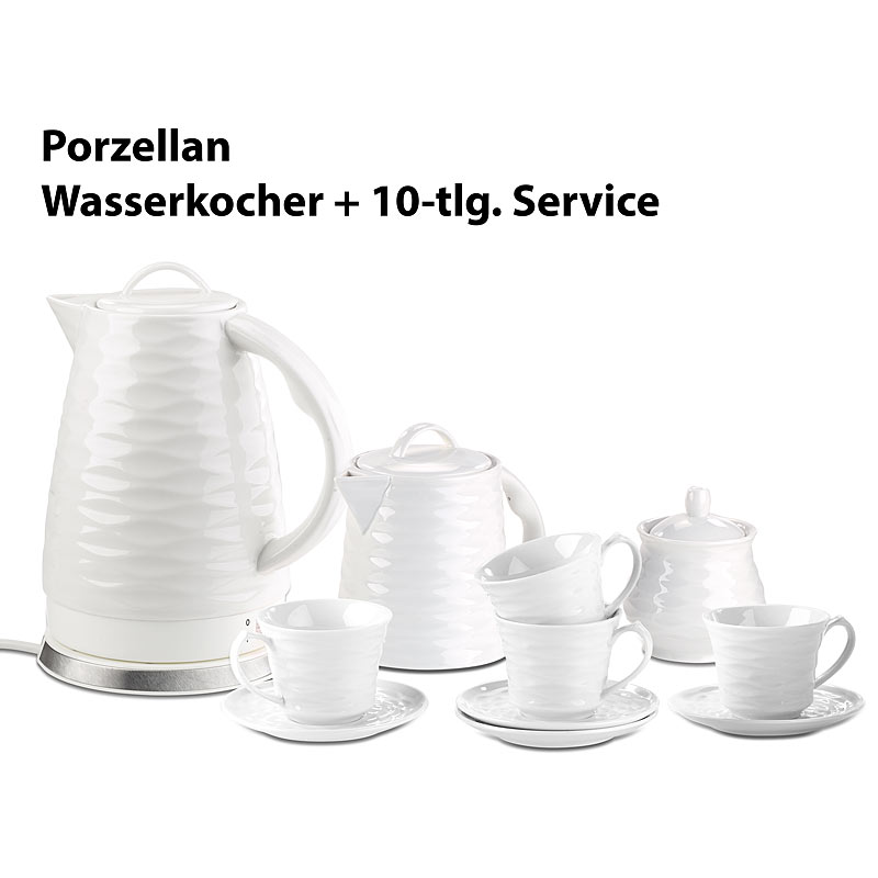 Porzell-Wasserkocher WSK-270.rtr, 1,7 l, 1500W mit Kaffee-/Tee-Service