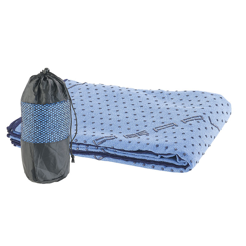 2in1-Mikrofaser-Yoga-Handtuch & Auflage, saugfähig, rutschfest, blau