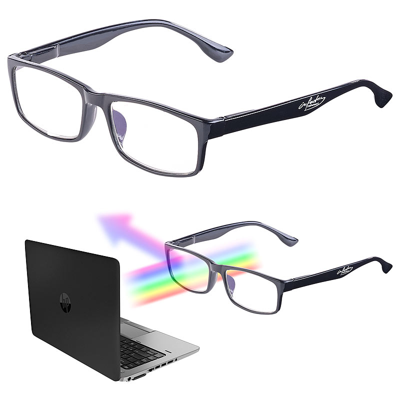 Augenschonende Bildschirm-Brille mit Blaulicht-Filter, +3,0 Dioptrien