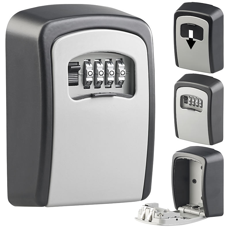 Mini-Schlüssel-Safe zur Wandmontage, 1-mm-Aluminium, Zahlenschloss