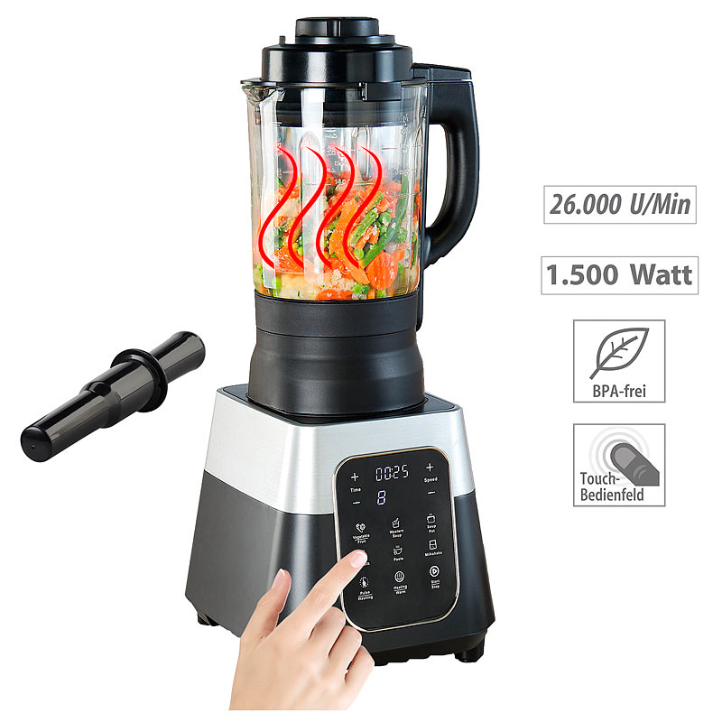 Profi-Standmixer mit Wärme-Funktion, Touch-Tasten, 1,75 l, 1.500 Watt