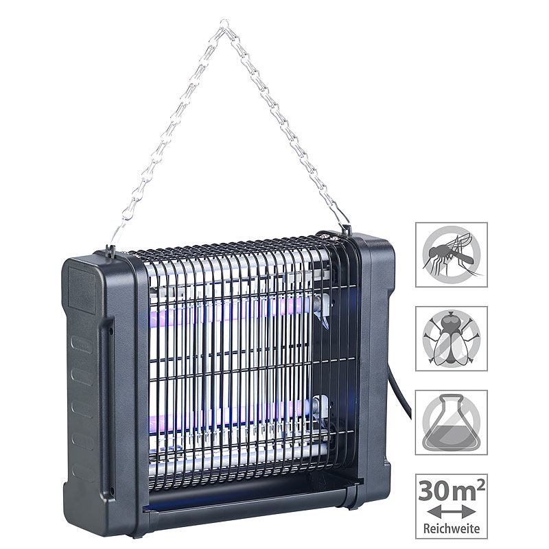 UV-Insektenvernichter mit Rundum-Gitter, 2 UV-Röhren, 1.600 V, 12 Watt