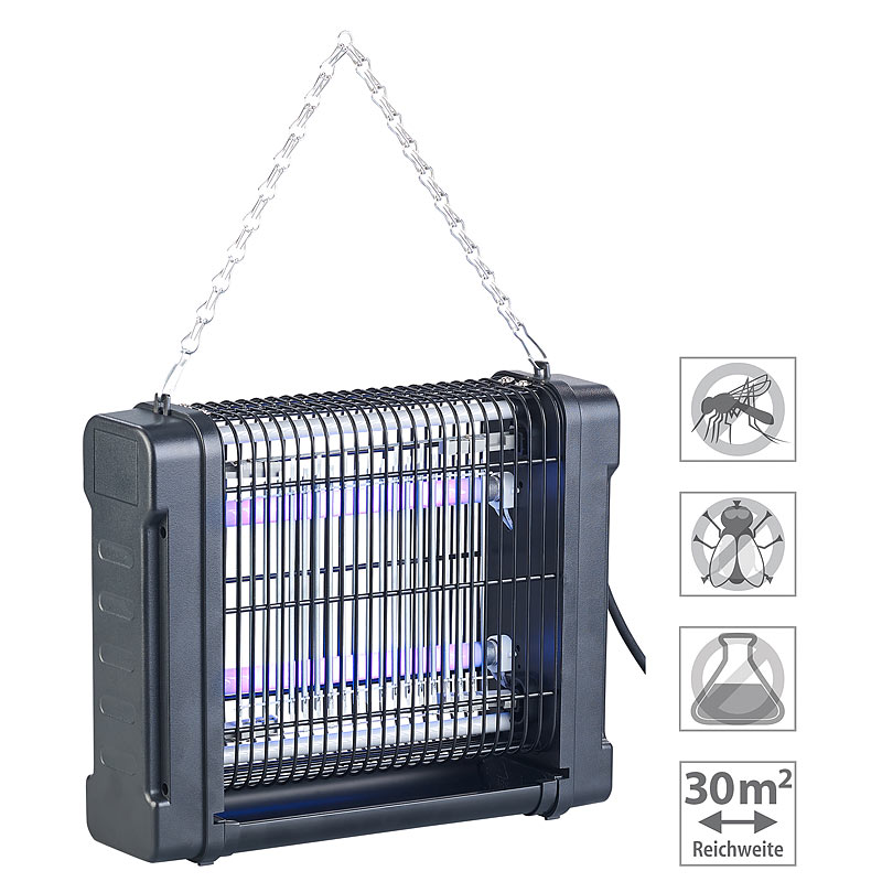 UV-Insektenvernichter mit Rundum-Gitter, 2 UV-Röhren, 4.000 V, 12 Watt