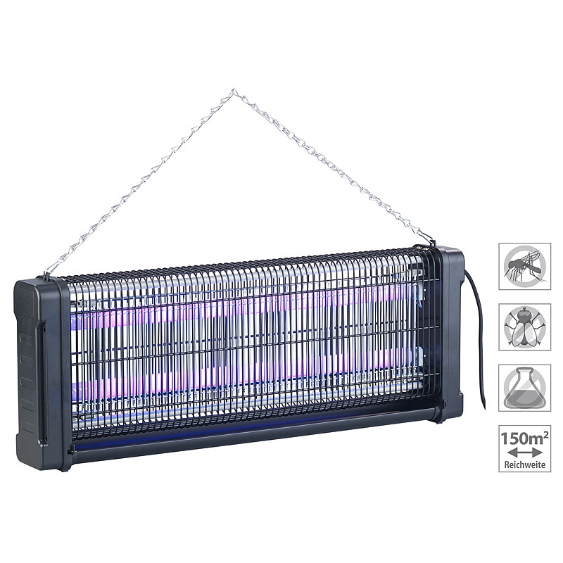 UV-Insektenvernichter mit Rundum-Gitter, 2 UV-Röhren, 2.000 V, 40 Watt