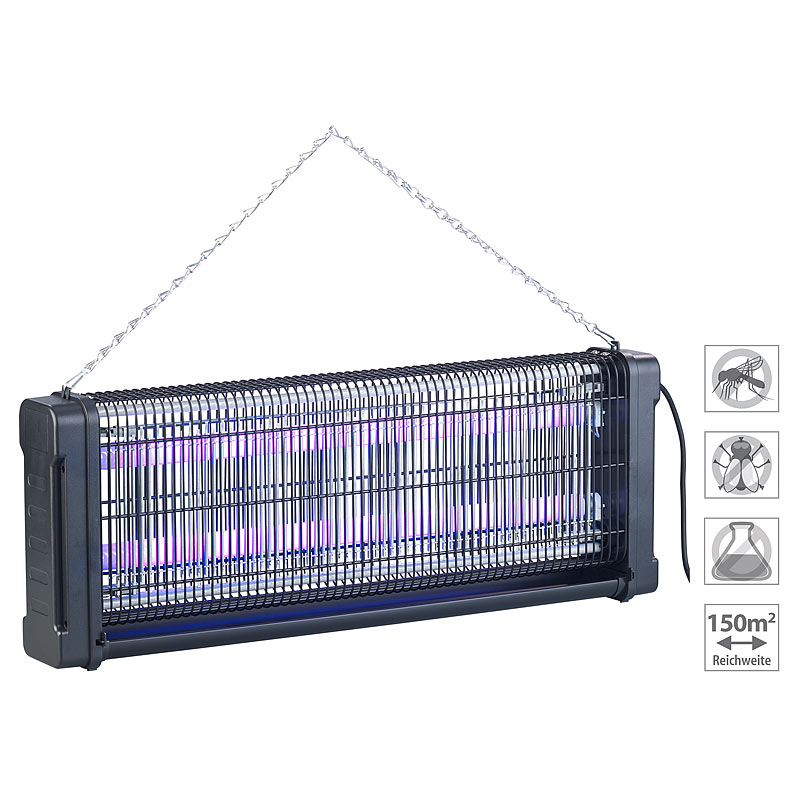 UV-Insektenvernichter mit Rundum-Gitter, 2 UV-Röhren, 4.000 V, 40 Watt