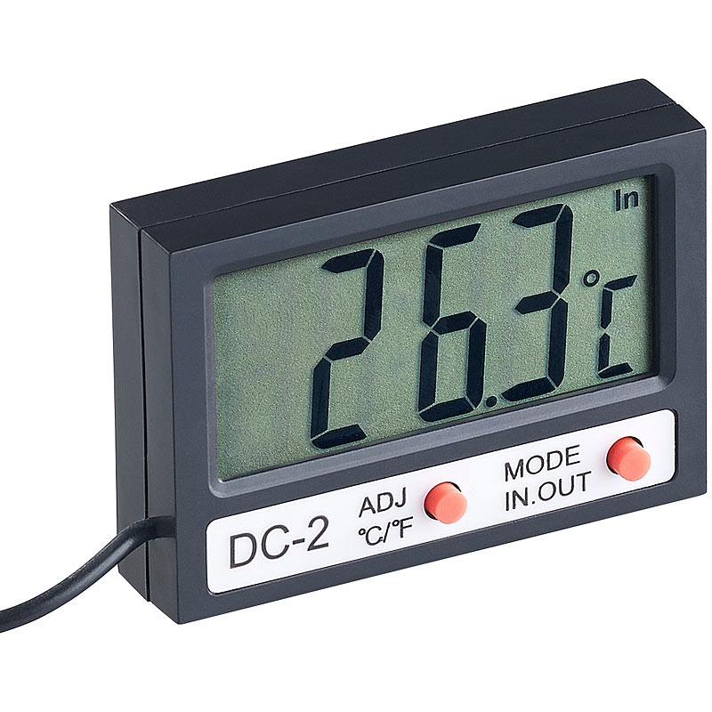 Digitales Aquarium-Thermometer mit Uhrzeit und LCD-Display, 1 m Kabel