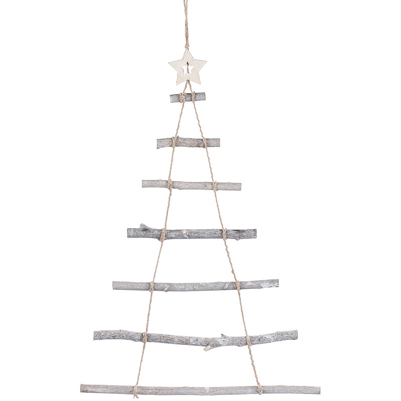 Deko-Holzleiter in Weihnachtsbaum-Form zum Aufhängen, 48 x 78 cm