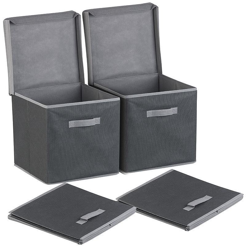 2er-Set Aufbewahrungsboxen mit Deckel, faltbar, 31x31x31 cm, schwarz