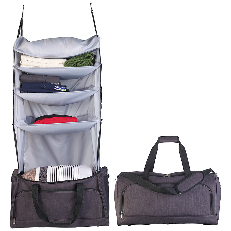 Faltbare Reisetasche mit integriertem Wäsche-Organizer zum Aufhängen