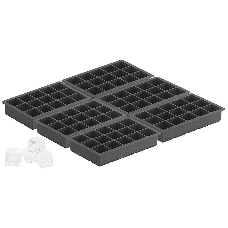 Silikon Eiswürfelform für 15 kleine Würfel 3x3x3cm, 6er Set je 500ml