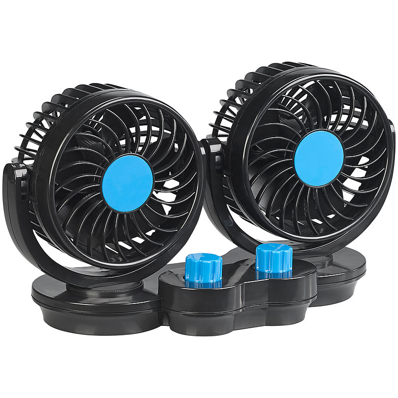 Autoventilator: Kfz-Doppel-Ventilator für 12-V-Anschluss, mit 2 Stufen