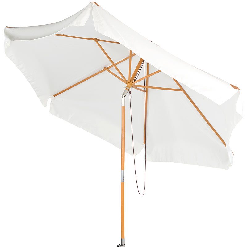 Neigbarer Sonnenschirm mit Holzgestell, UV-Schutz 50+, Ø 3 m, beige