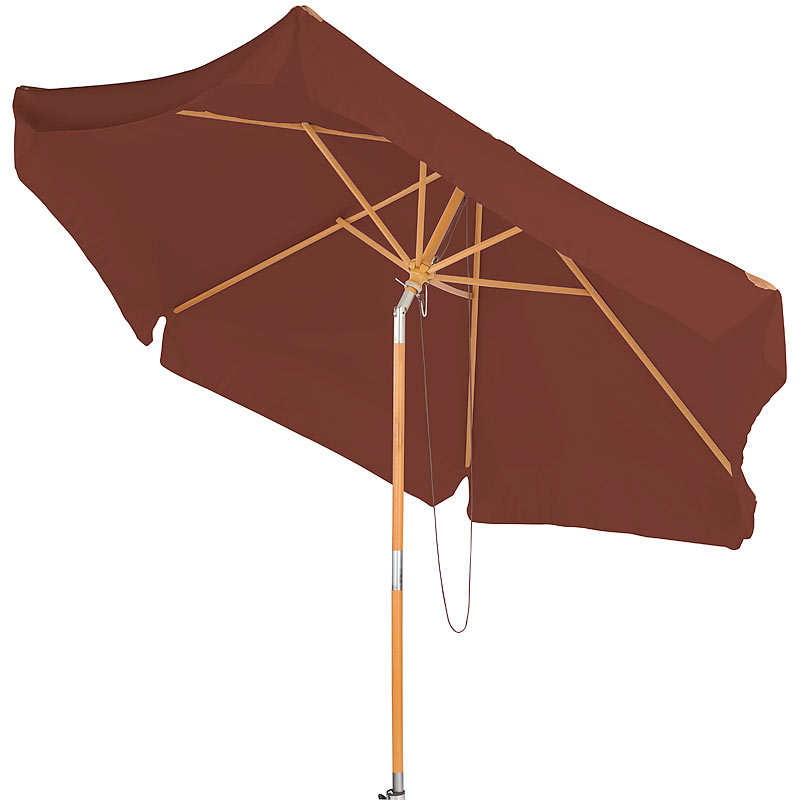 Neigbarer Sonnenschirm mit Holzgestell, UV-Schutz 50+, Ø 3 m, taupe