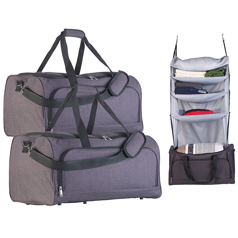 2er-Set faltbare Reisetaschen mit Wäsche-Organizer zum Aufhängen