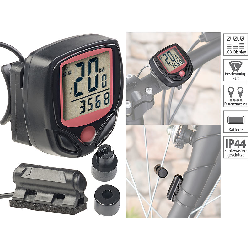 Digitaler 15in1-Fahrrad-Computer mit LCD-Display & Radsensor, IP44