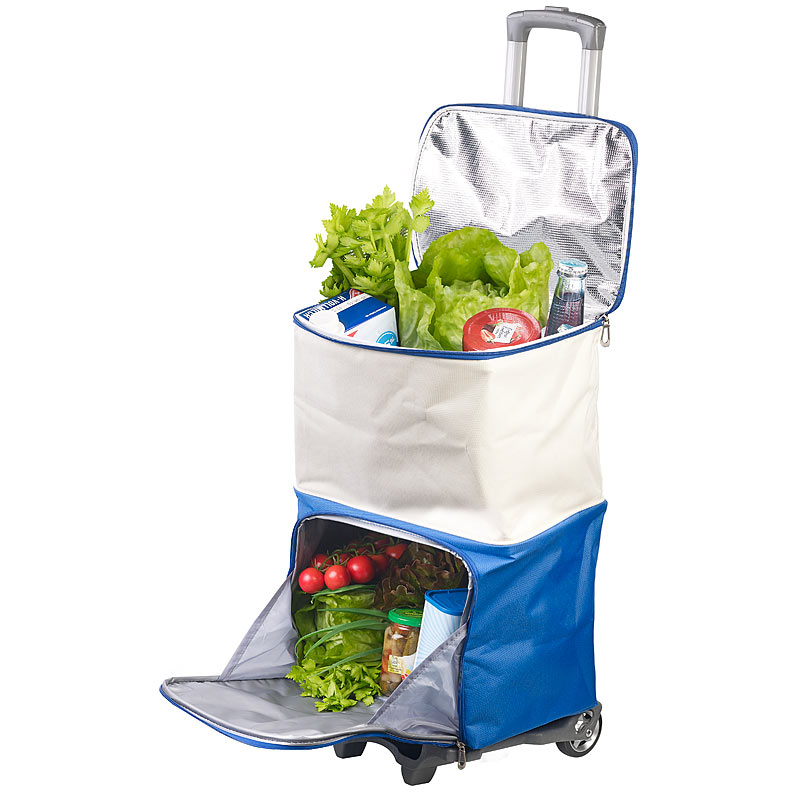 2in1-Einkaufs-Tasche-Trolley mit geteilten ISO-Kühltaschen, 45 Liter