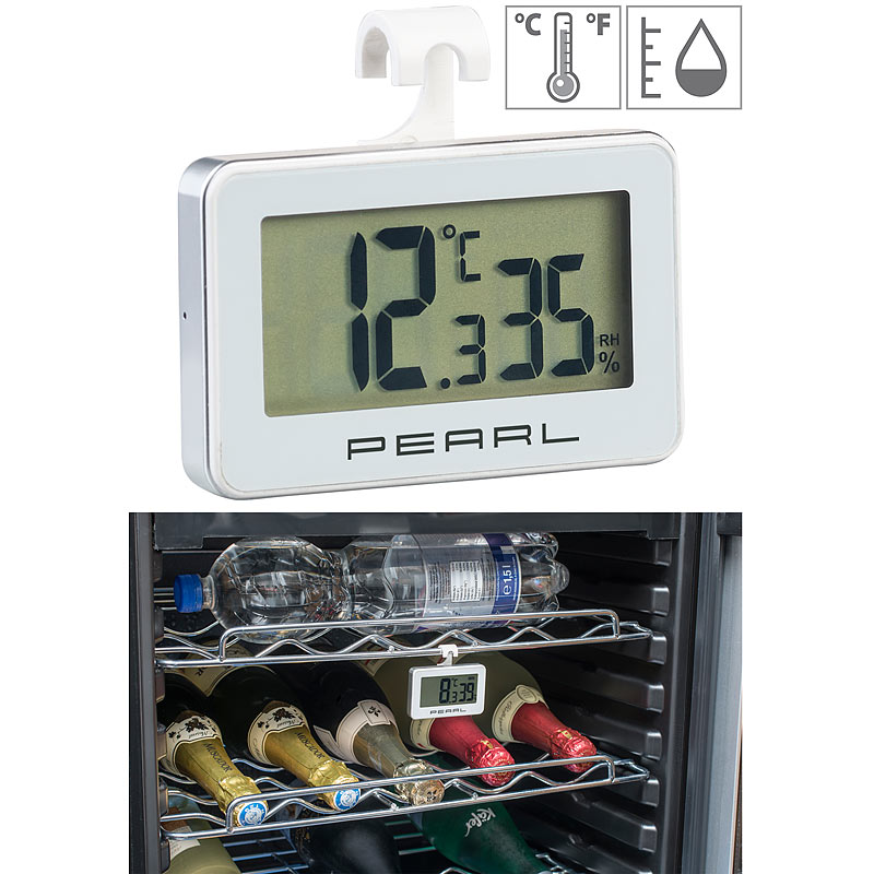 Digitales Kühlschrank-Thermometer und -Hygrometer mit Haken