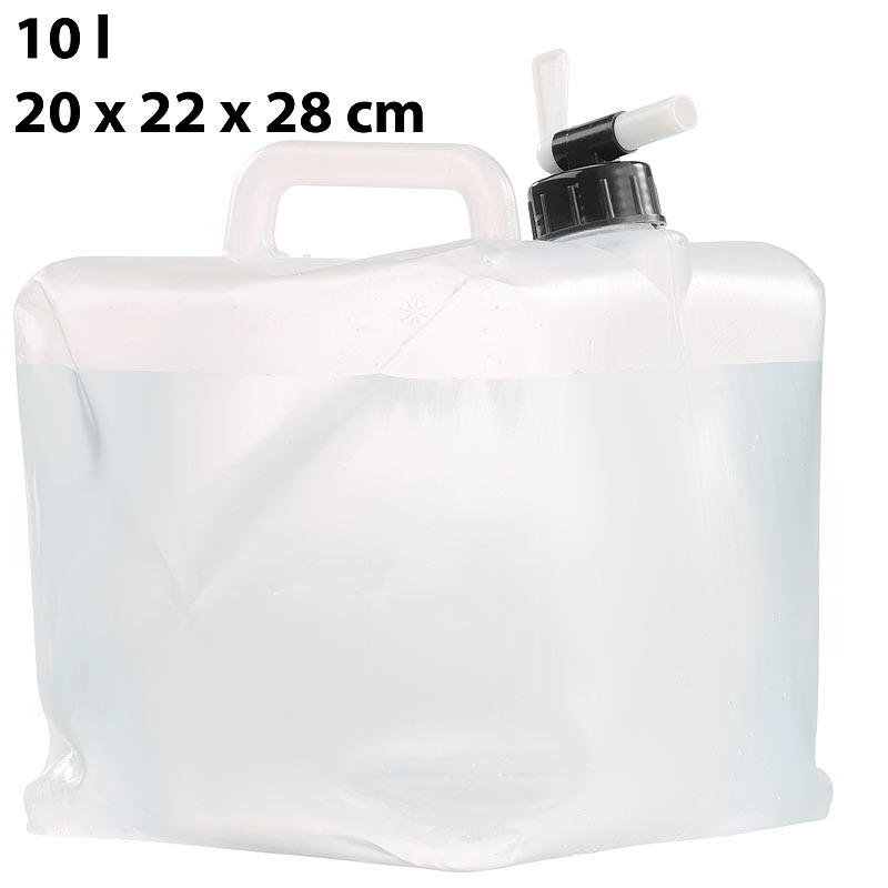 Faltbarer Wasserkanister mit Zapfhahn, 10 Liter, ideal für Trinkwasser