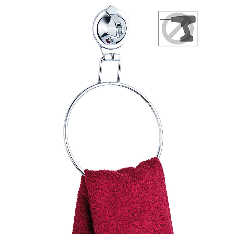Handtuchhalter in Ringform, mit Saugnapf, verchromt, kein Bohren