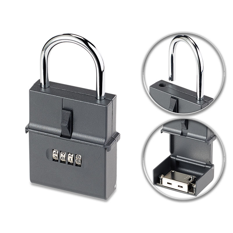 Bügel-Schlüssel-Safe, 0,8-mm-Stahl, Zahlenschloss, flexible Anbringung