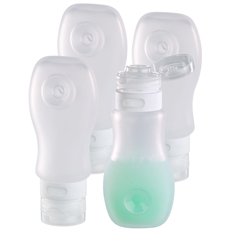 Silikon-Reiseflasche mit Saugnapf, lebensmittelecht, 89 ml, 4er-Set