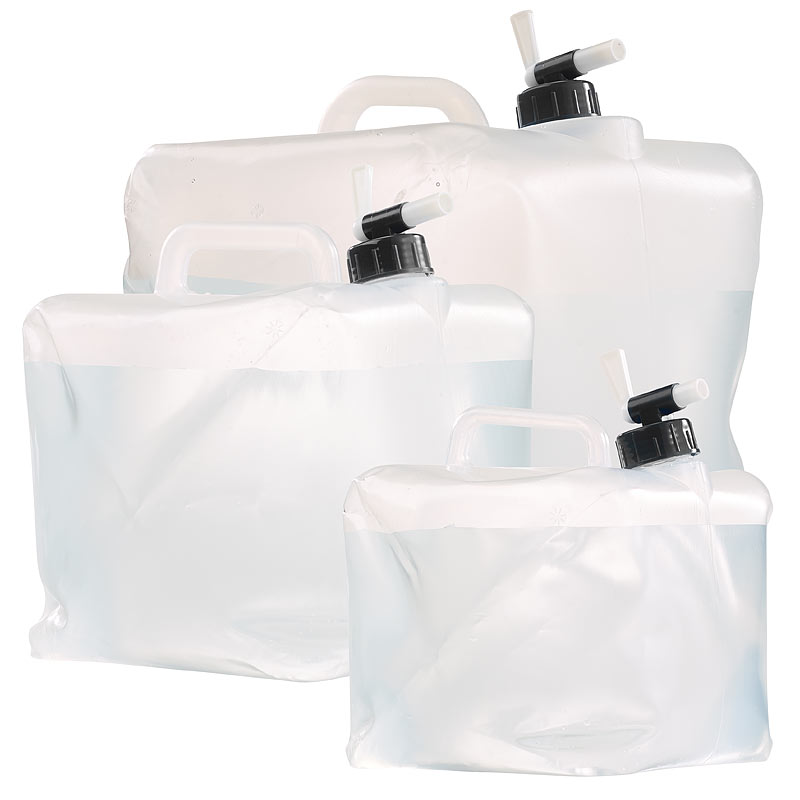 Faltbarer Wasserkanister mit Zapfhahn, 5, 10 und 20 Liter-Set