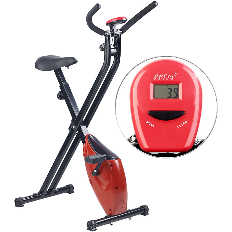 Klappbarer Heimtrainer mit Trainings-Computer, 1,6 kg Schwungmasse