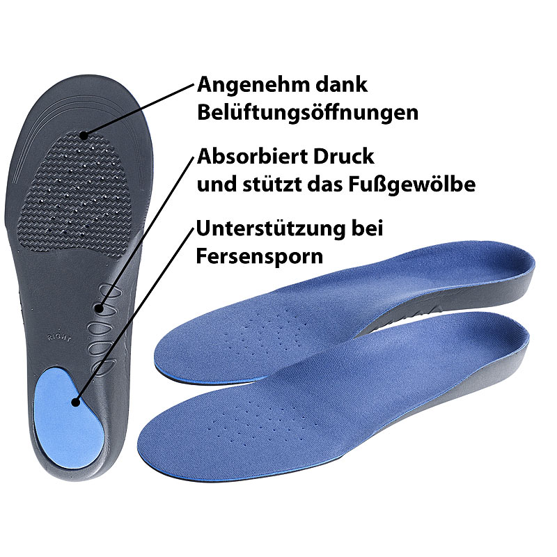 Komfort-Schuheinlage, gepolsterte Fersen- & Ballenregion, Gr. 36 - 38