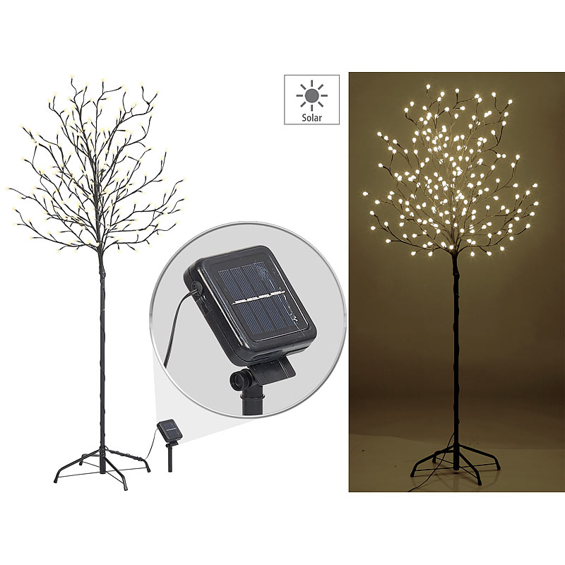 LED Solar Lichterbaum Kirschbaum Weihnachts Garten Außen Deko Baum Licht Lampe