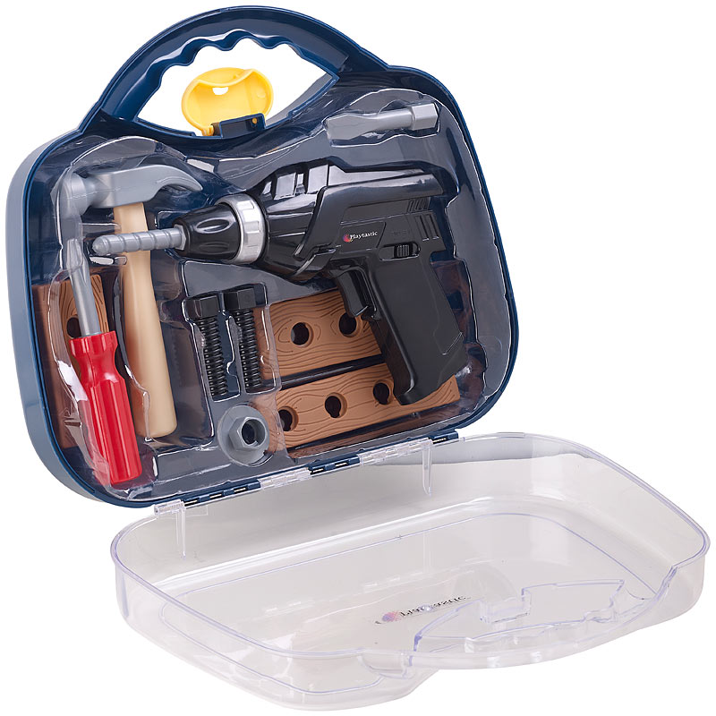 Kinder-Werkzeugkoffer, 11-teilig mit Batterie-Bohrmaschine & Zubehör