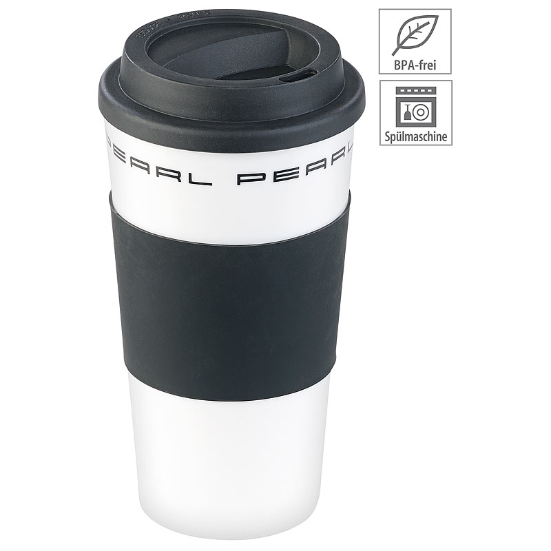 Coffee-to-go-Becher mit Deckel, 475 ml, doppelwandig, BPA-frei