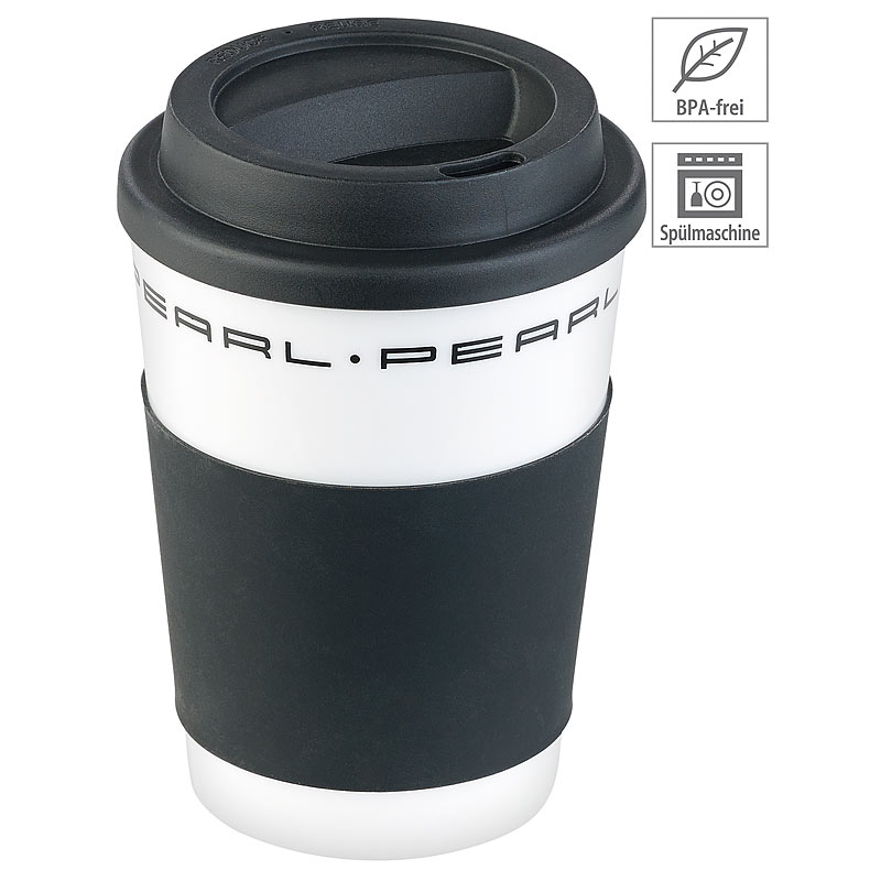 Coffee-to-go-Becher mit Deckel, 350 ml, doppelwandig, BPA-frei