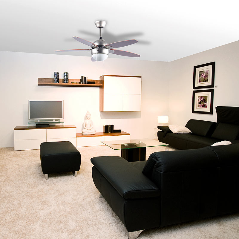 Sichler Deckenventilator VT-597 mit Holzflügeln und Beleuchtung, Ø 92