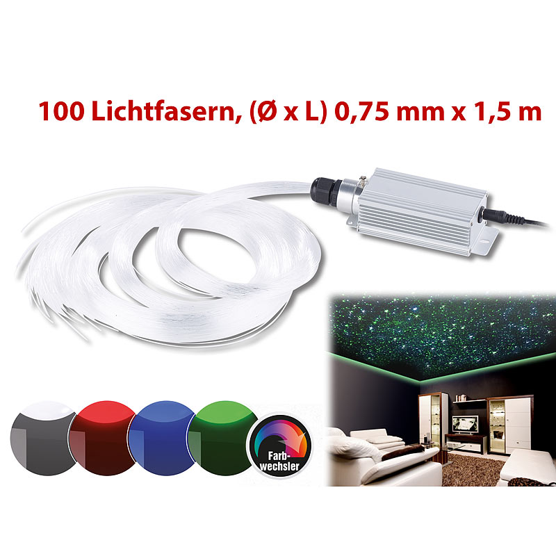 Farbwechselnder Glasfaser-RGB-LED-Sternenhimmel mit 100 Lichtfasern