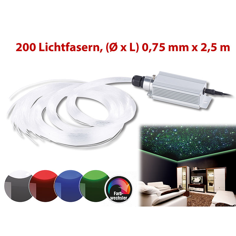 Glasfaser-RGB-LED-Sternenhimmel mit Fernbedienung und 200 Lichtfasern